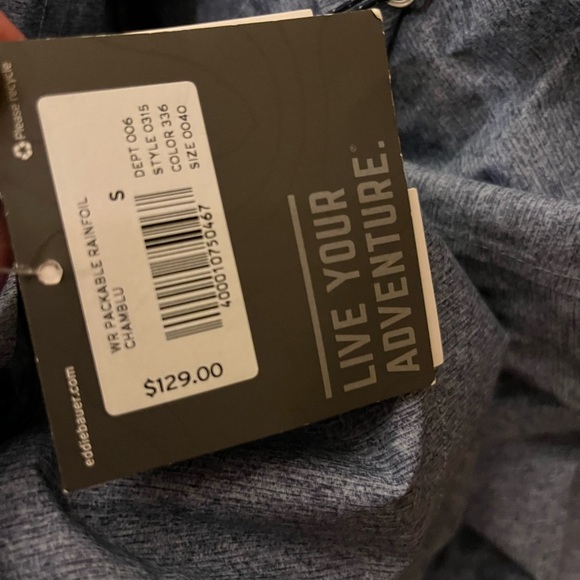 New Eddie Bauer Blue Rain Jacket - Picture 2 of 4